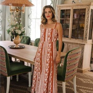 Elegant Floral Striped Midi Dress